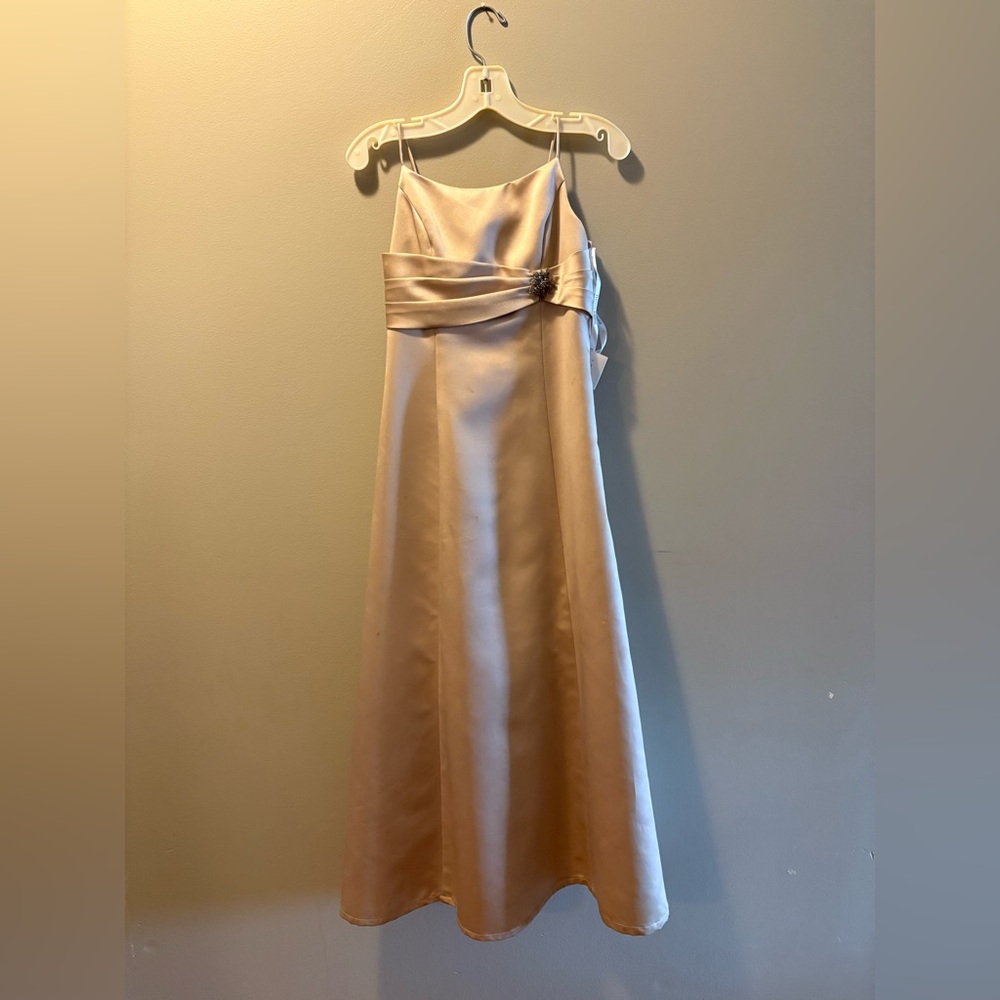 David's Bridal Champagne Satin Youth Gown